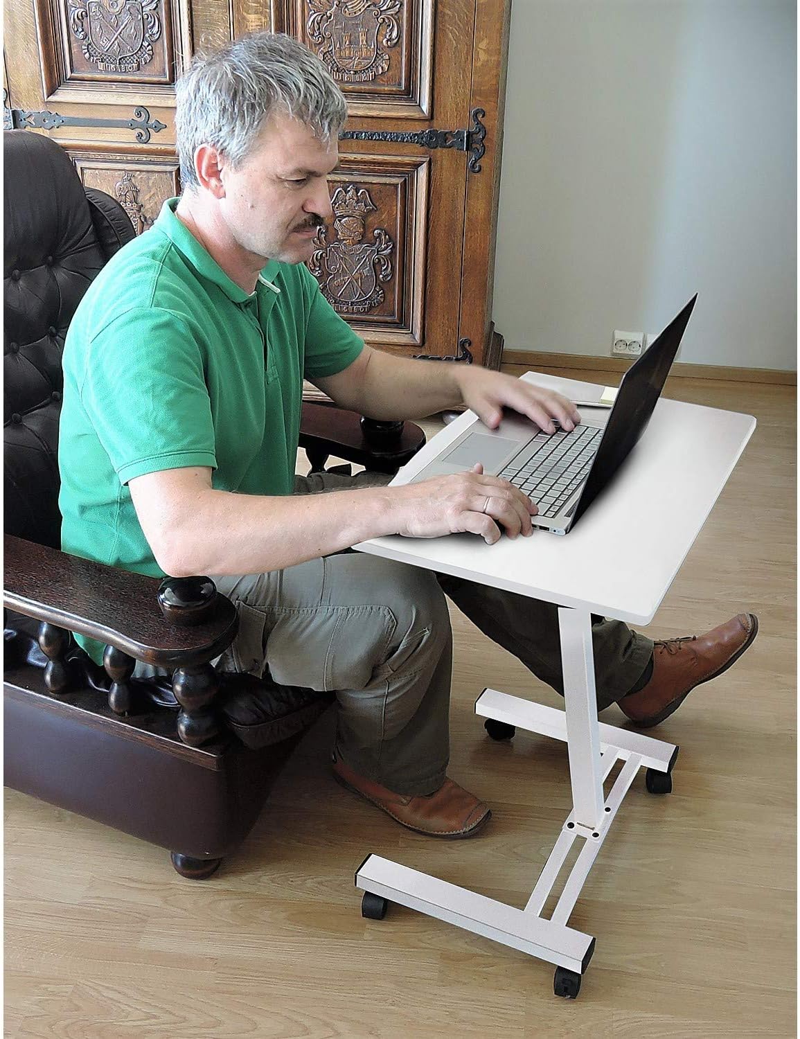 Tatkraft Cheer Mobile Laptop Desk Table Height Adjustable Metal Castors