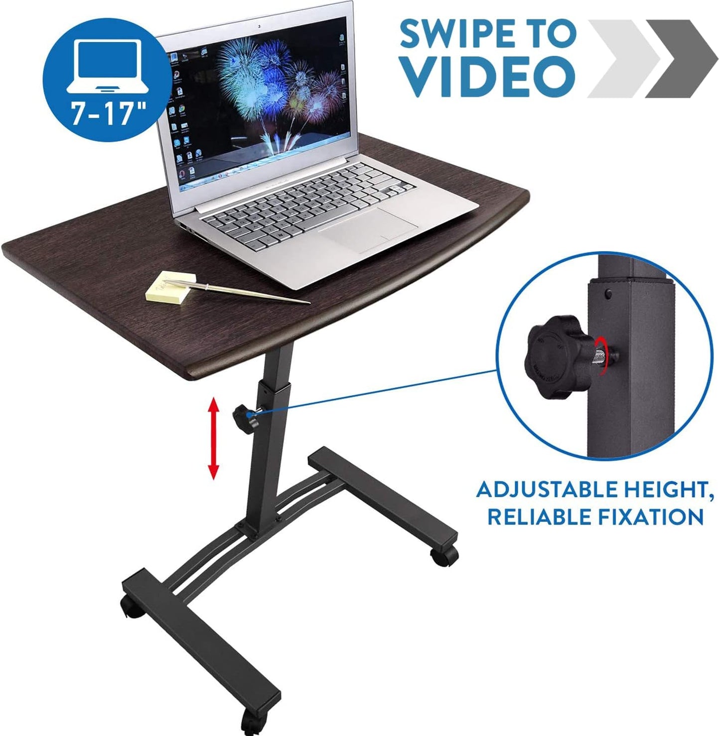 Tatkraft Salute Mobile Laptop Desk  Height Adjustable With Castors