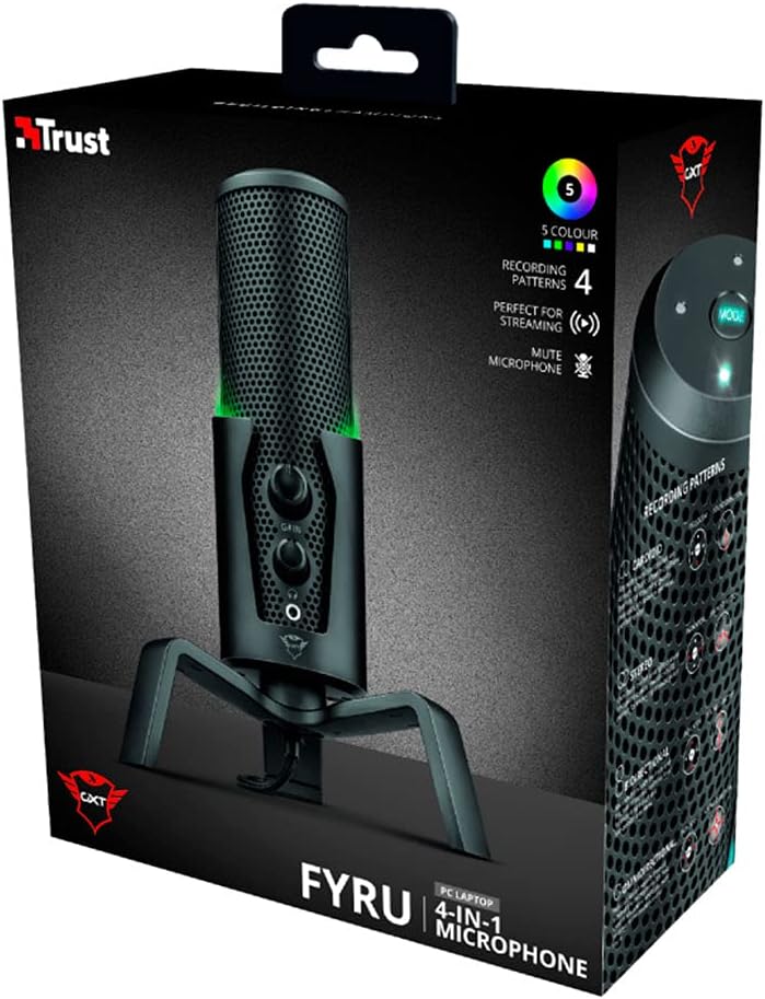 Trust GXT258 Fyru Metal 4 Mode Podcasting Gaming Streaming Microphone