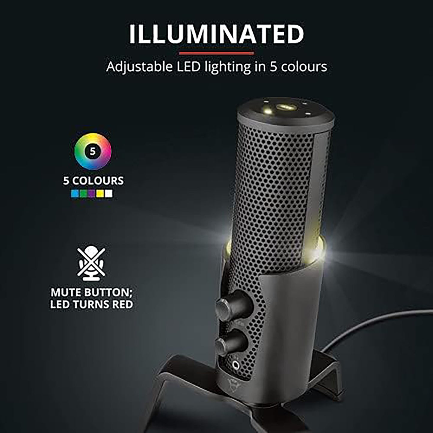 Trust GXT258 Fyru Metal 4 Mode Podcasting Gaming Streaming Microphone