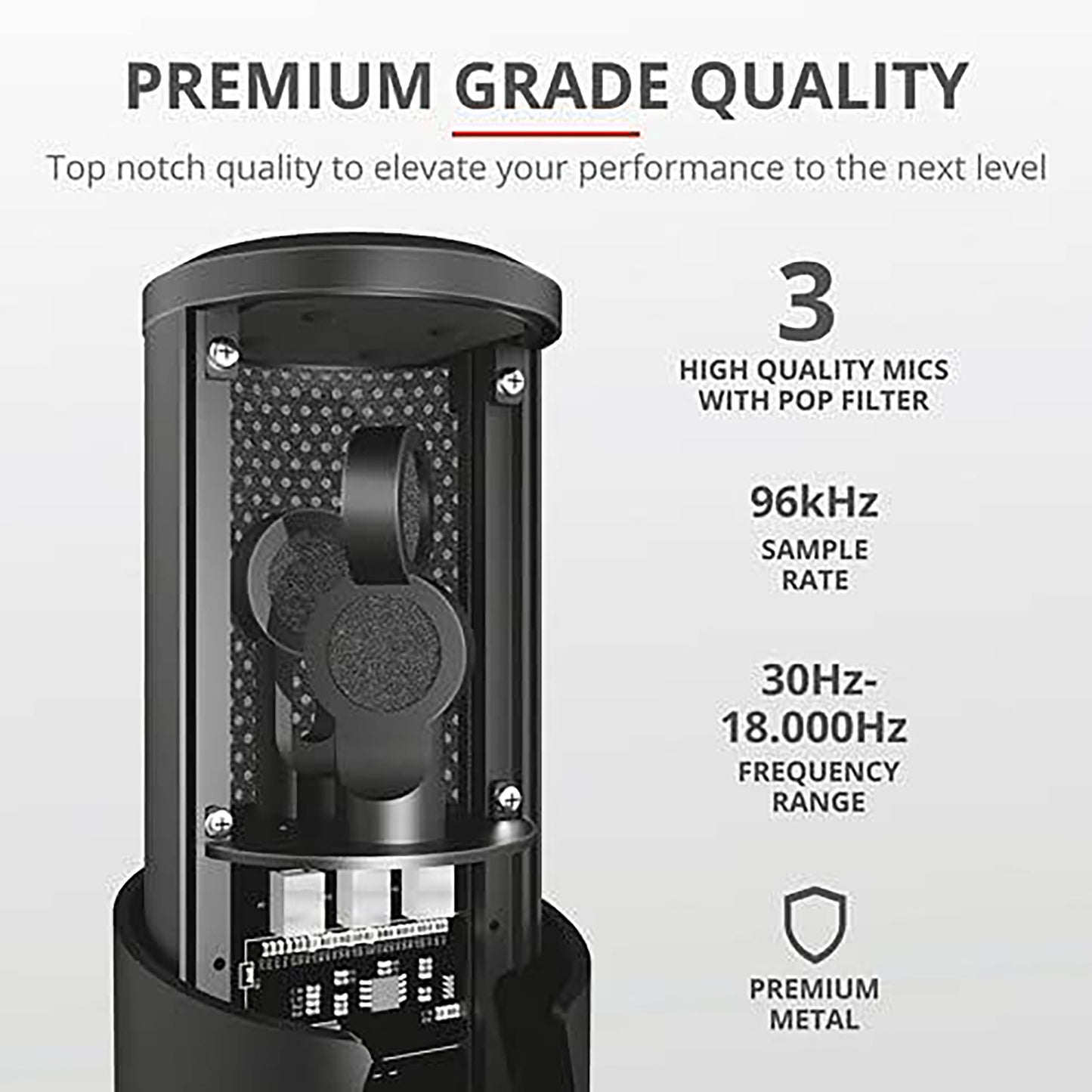 Trust GXT258 Fyru Metal 4 Mode Podcasting Gaming Streaming Microphone