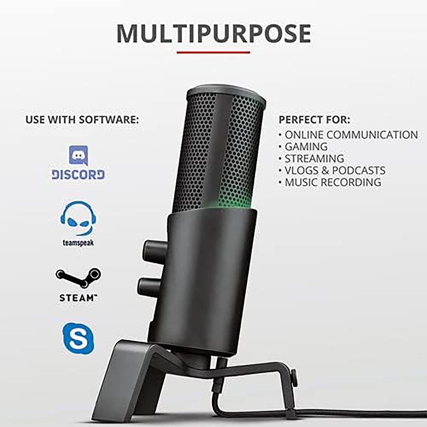 Trust GXT258 Fyru Metal 4 Mode Podcasting Gaming Streaming Microphone