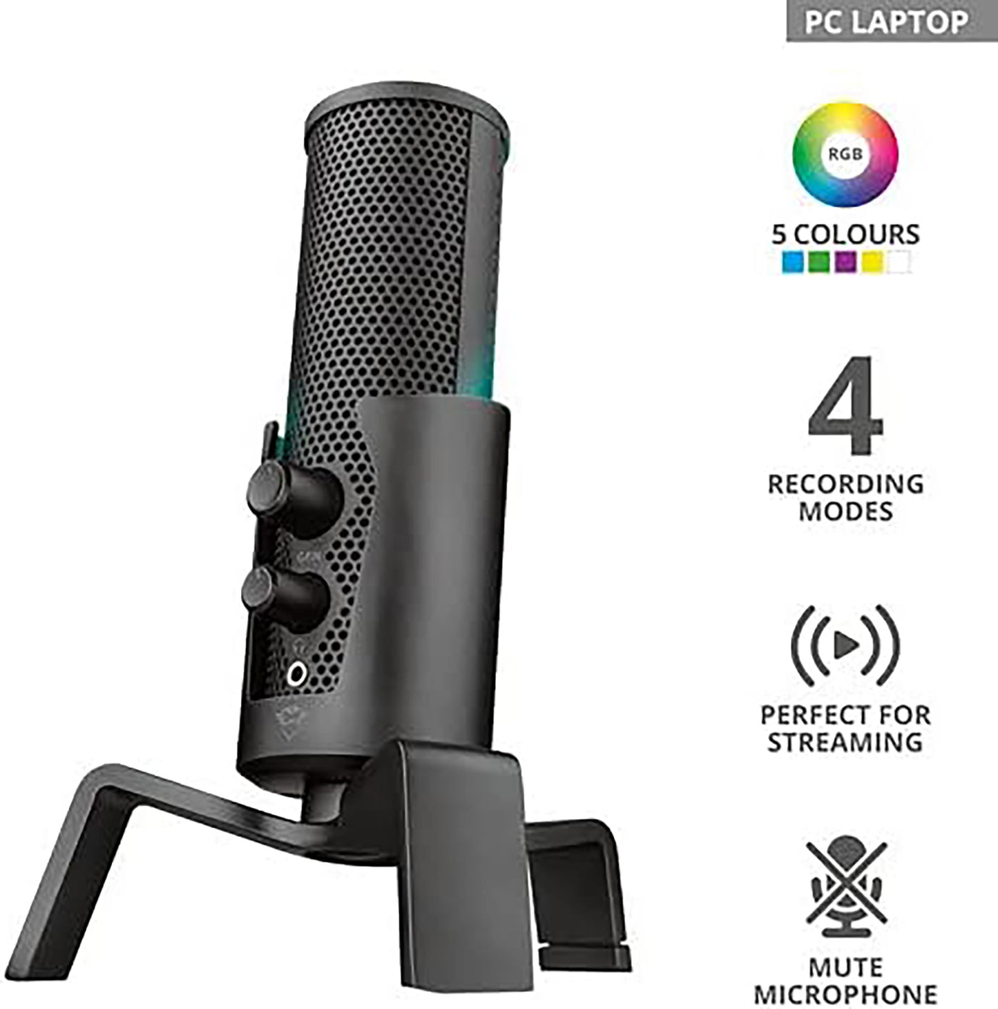 Trust GXT258 Fyru Metal 4 Mode Podcasting Gaming Streaming Microphone