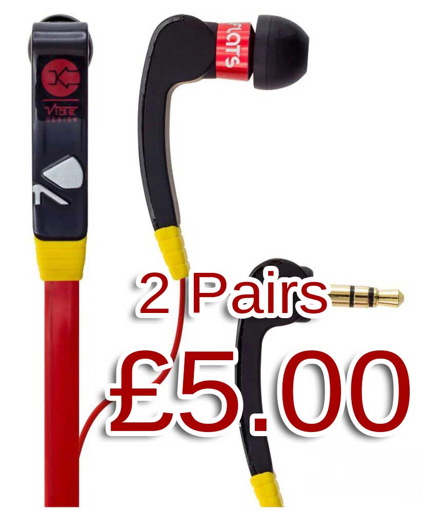 VIBE FLI FLATZ MAGNETIC EARPHONES 2 Pairs for £5.00!!
