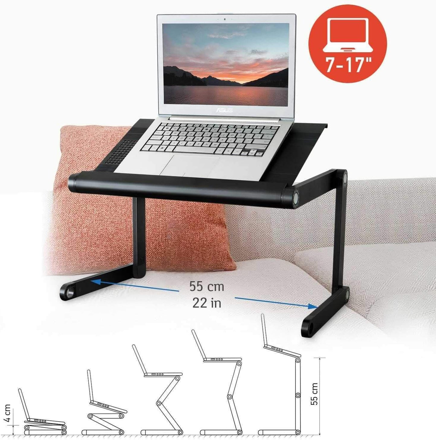 Nobel Ergonomic Folding Laptop Desk Stand Metal Construction