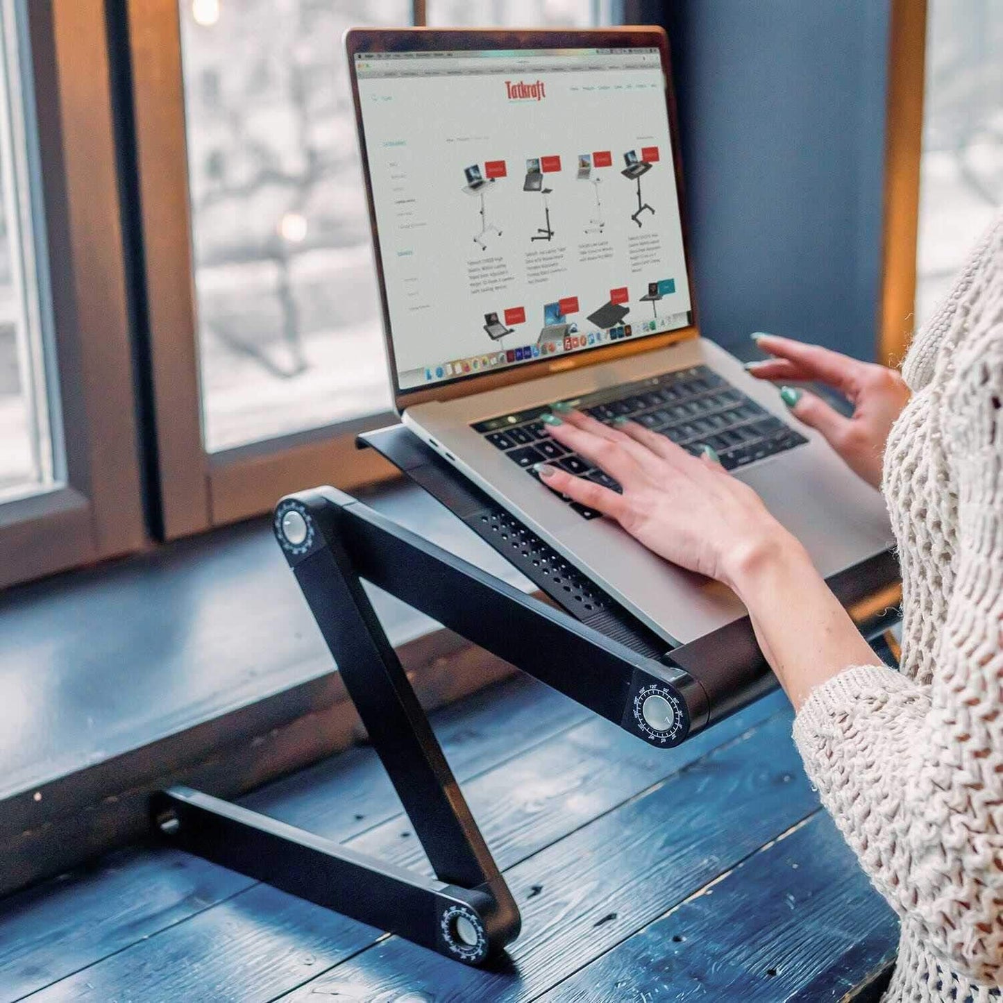 Nobel Ergonomic Folding Laptop Desk Stand Metal Construction