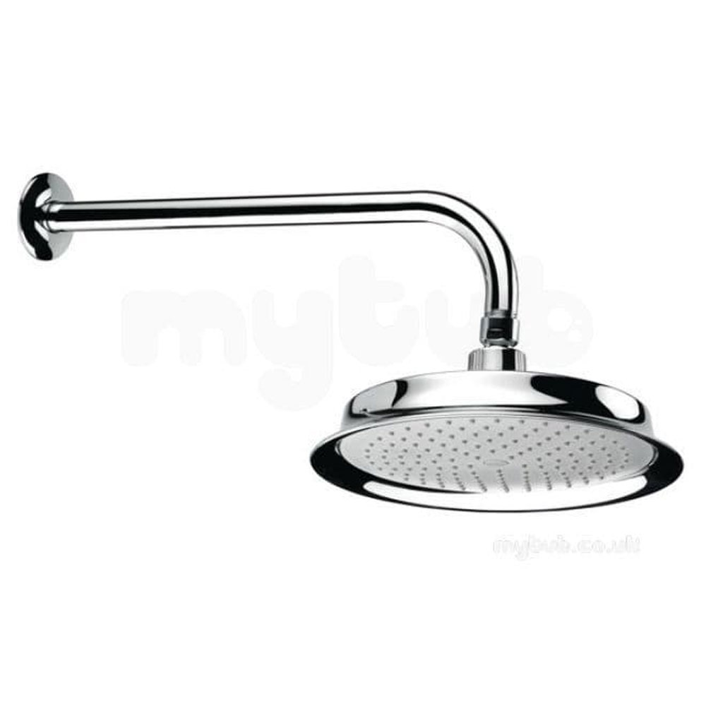 Bristan Brass Chrome Plated Shower Head Rose Arm and Flange 220mm Complete