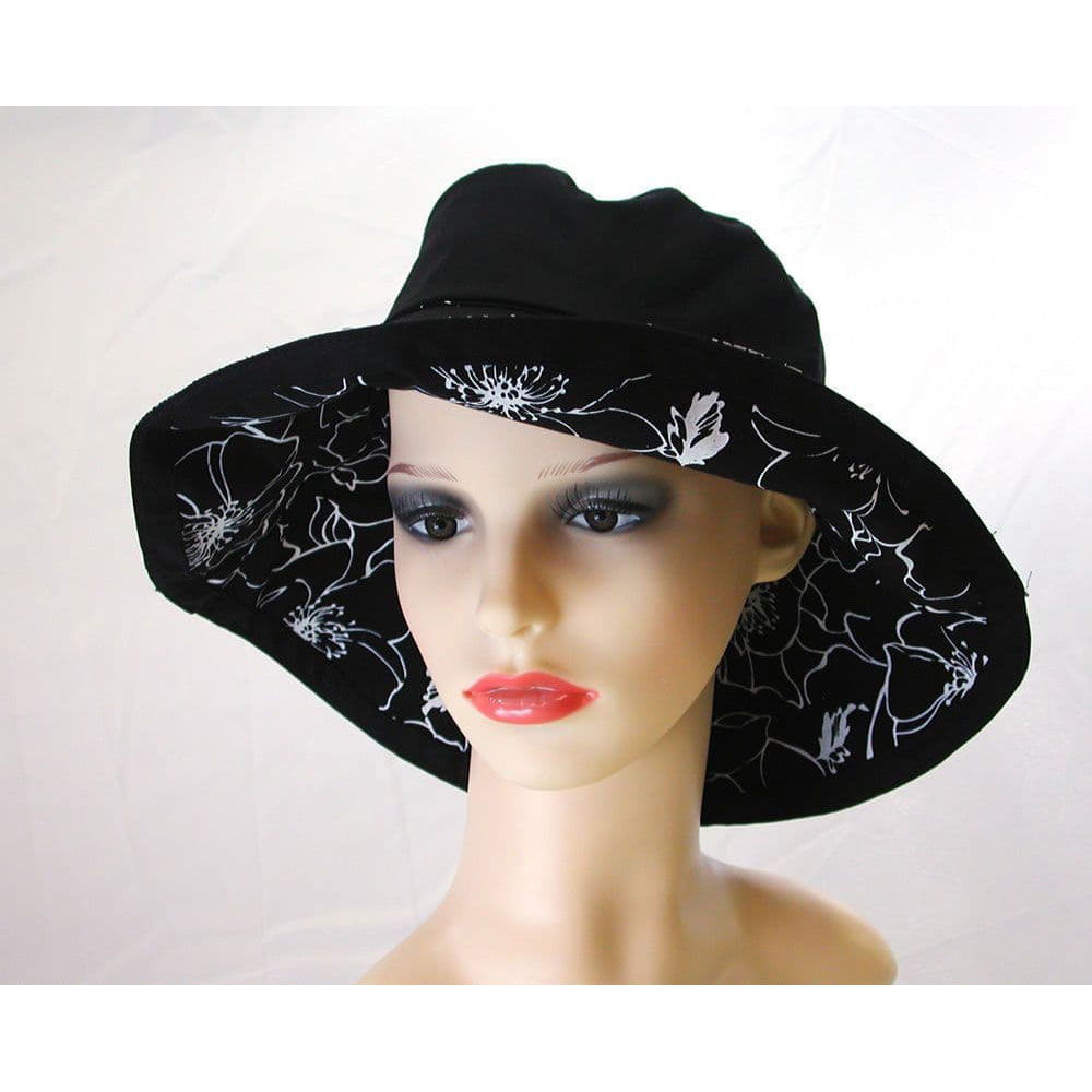 Pia Rossini Costa Reversible Cotton Sun Hat Ladies Classic Summer Black/White
