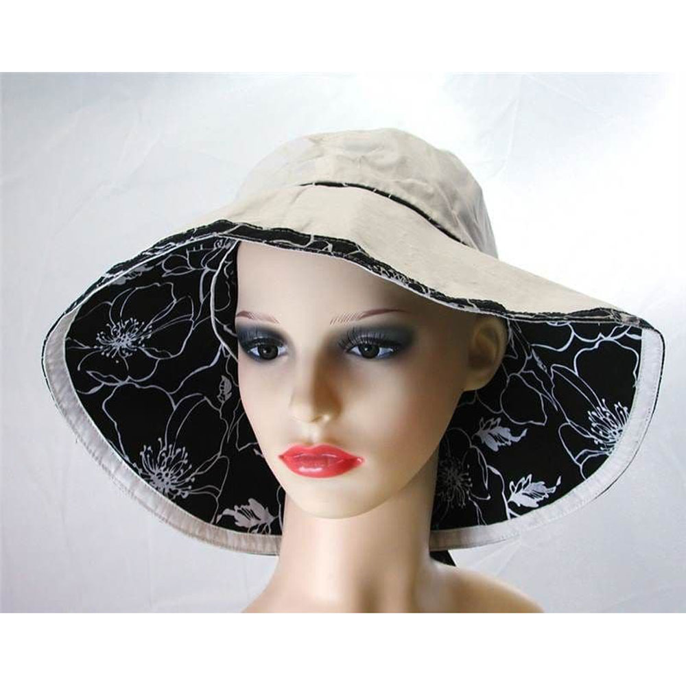 Pia Rossini Costa Reversible Cotton Sun Hat Ladies Classic Summer White/Black