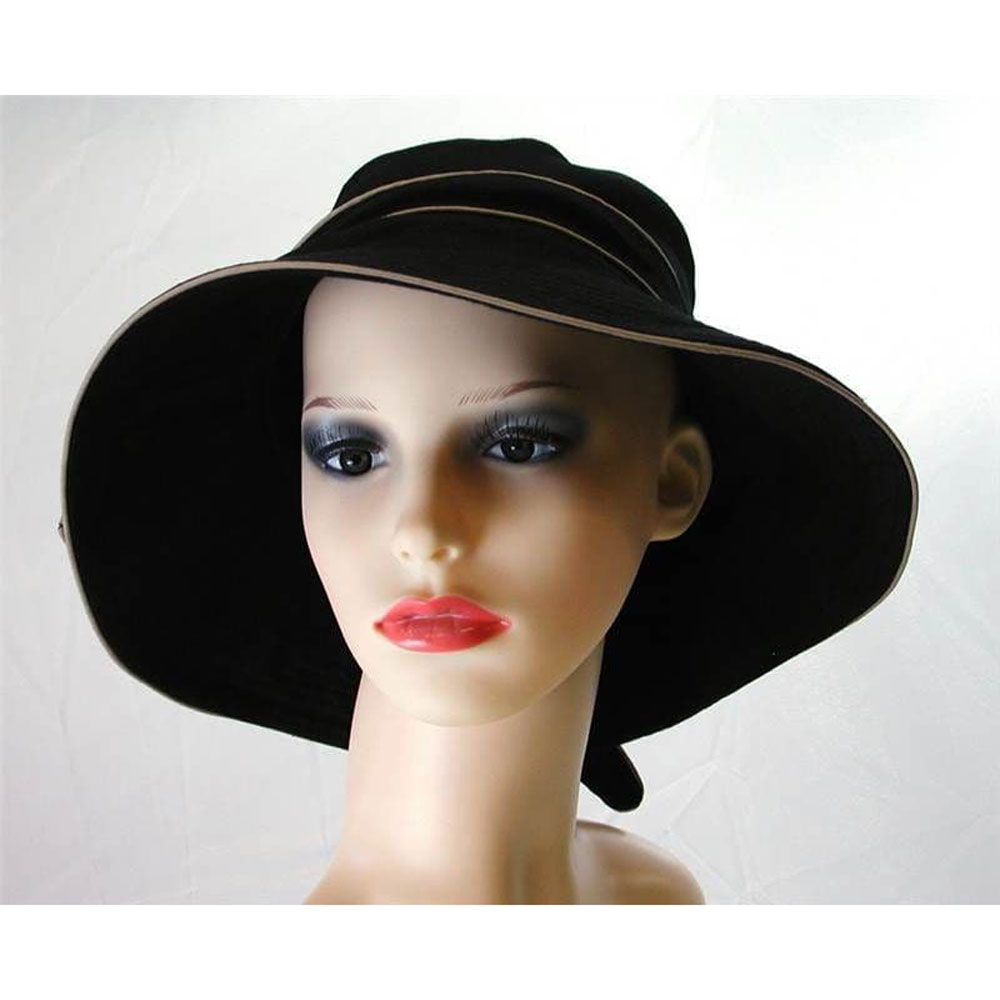 Pia Rossini Puerto Cotton Sun Hat Bow Trim Ladies Classic Summer Black/Stone