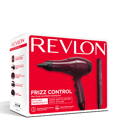 Revlon Frizz Control 2000W Hair Dryer Ceramic Hair Straightener Styling Set