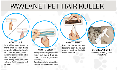 Pet Hair Removal Set 5 Piece Wand Lint Roller Squeegee Pawlanet Cars Clothes Bed