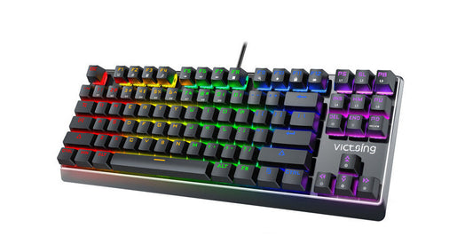 Mechanical Keyboard Wired Backlit Clicky Switches UK Layout Victsing PC320A