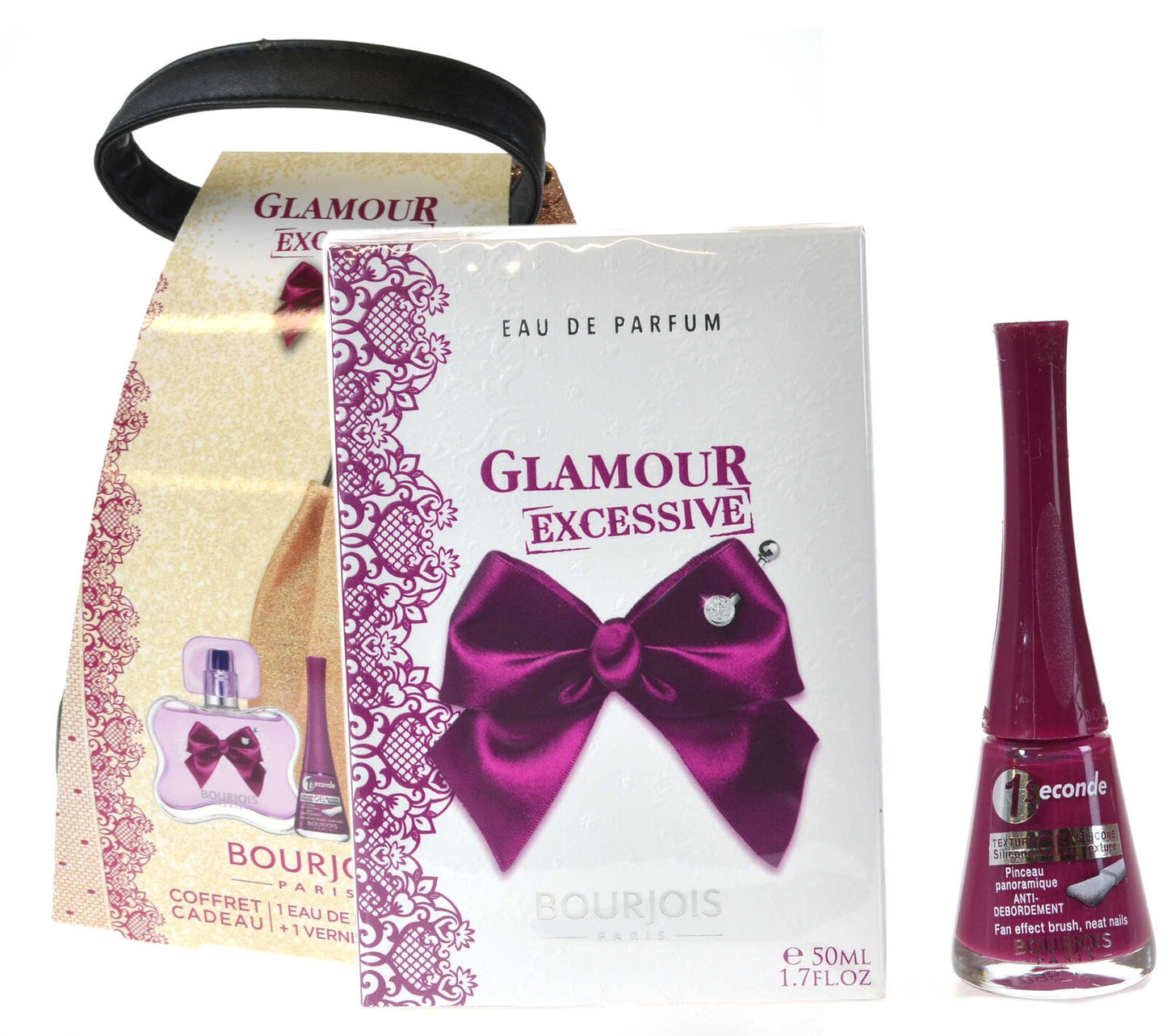 Bourjois Glamour Excessive EDP 50ml  Nail Enamel 9ml Glitter Pouch Gift Set