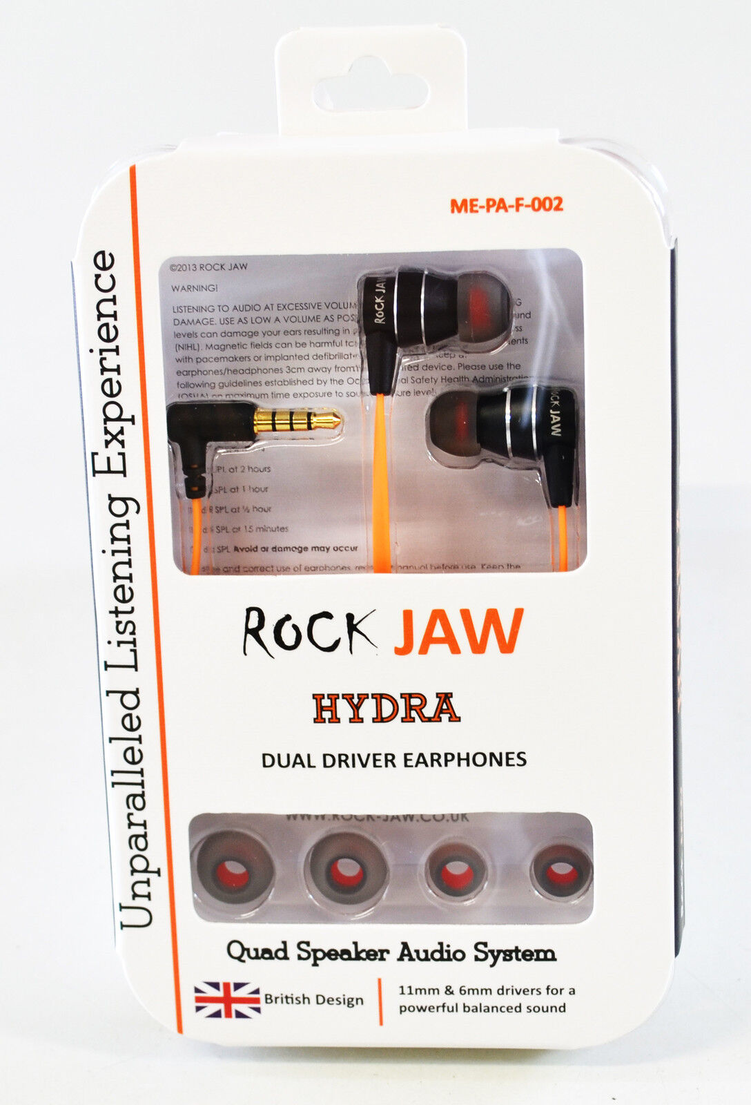 ROCK JAW   HYDRA    DUAL DRIVE QUAD SPEAKER EARPHONES ALUMINIUM  HEADPHONES MIC