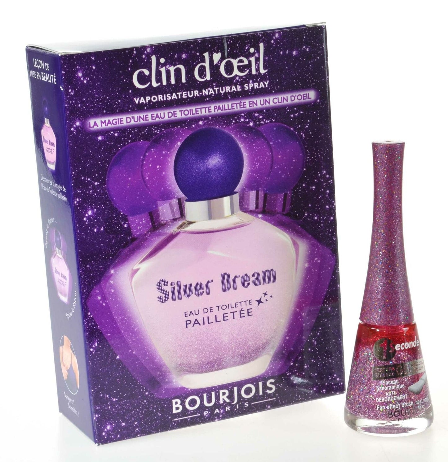 Bourjois Silver Dream EDP 50ml  Nail Enamel 9ml in a Glitter Pouch Gift Set