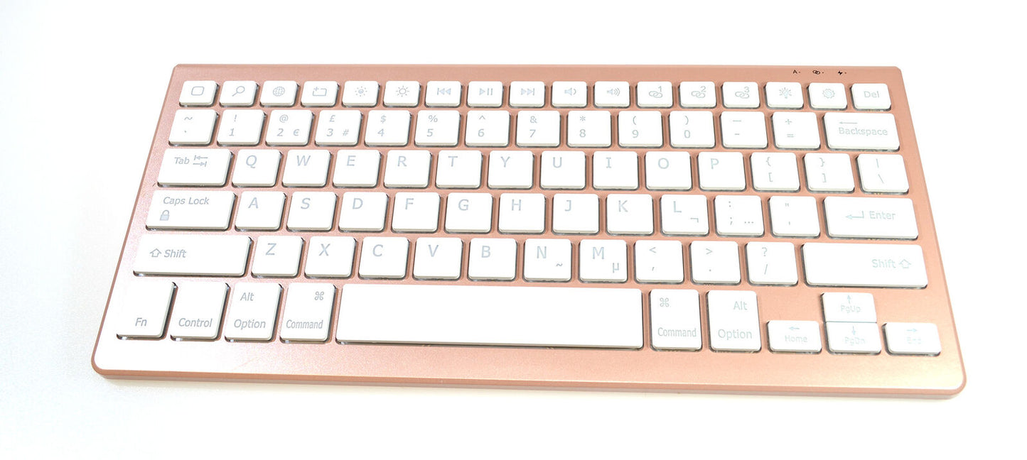 Bluetooth Backlit  Rechargeable Keyboard Rose Gold UK Layout Compact PC Tablet