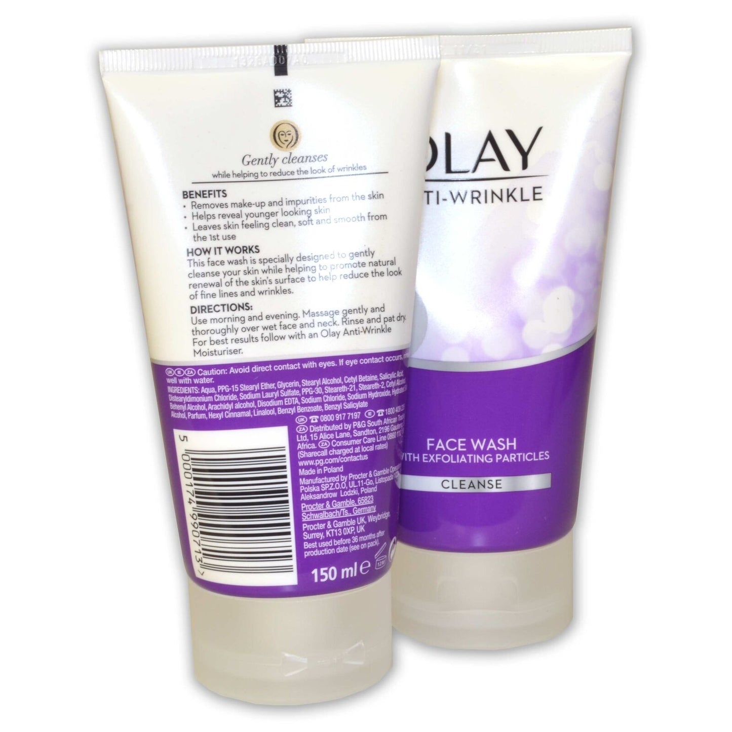 Olay Anti Wrinkle Face Wash Exfoliating 150ml Twin Pack