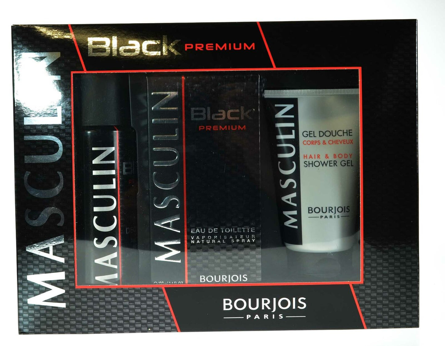 Bourjois Masculin Black Deodourant Shower Gel EDT Mens Gift Set