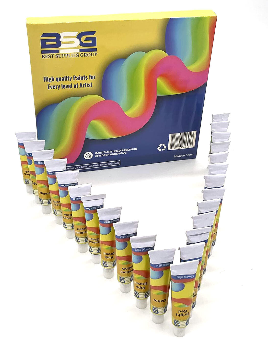 BSG Acrylic Paints 96 x 12ml High Quality Artist 24 Different Colours