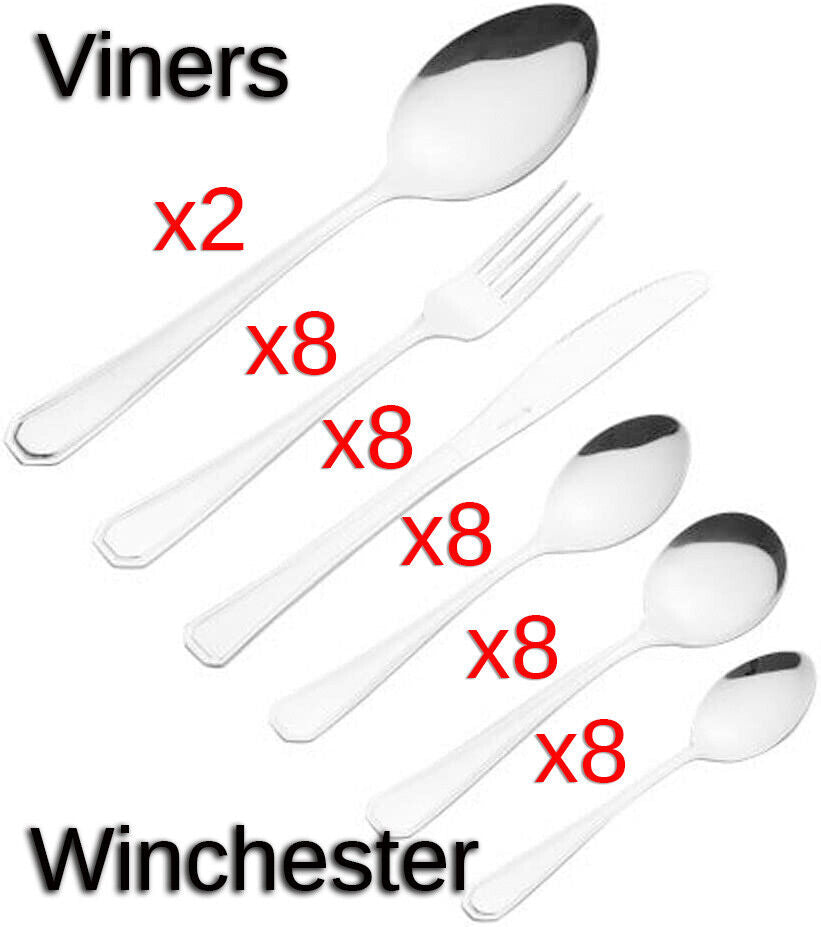 Viners Winchester 8 Place Setting 42 Piece Cutlery Set Stainless Steel