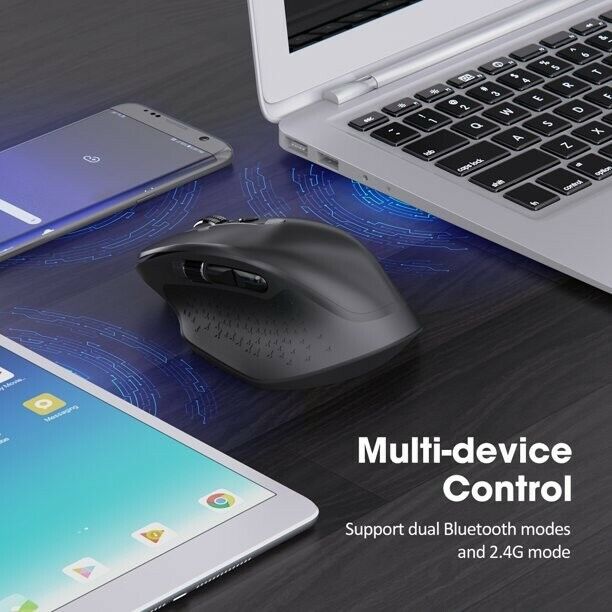 Bluetooth AND 2.4GHz Wireless Mouse Variable DPI Side Scroll Rechargeable