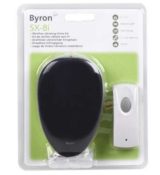 BYRON SX8i VIBRATING WIREFREE DOORCHIME & BELL PUSH 75M RANGE HEARING SIGHT