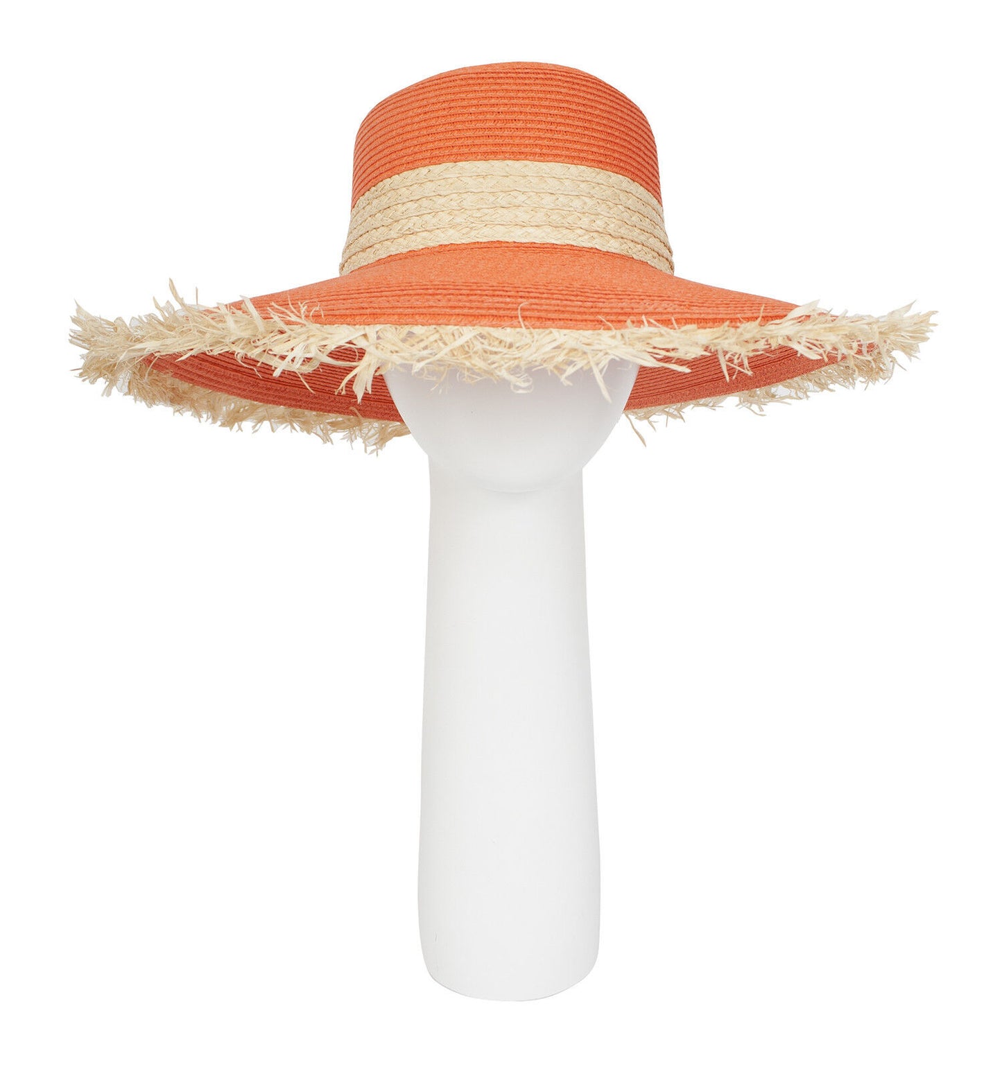 Pia Rossini Cabano Wide Brimmed Burnt Orange Sun Hat Natural Straw Band