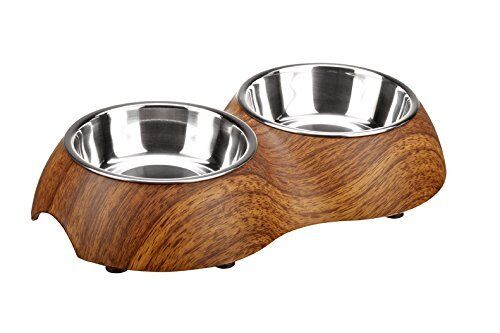 Dog Food Water Bowl Double Woody 160ml x 2 Hunter Small Feeding Station Puppy