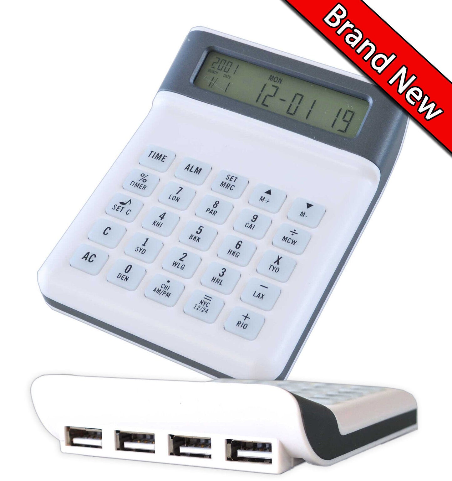 Metro Calculator 4Port USB Hub World Alarm Clock Calendar Timer Desktop Handheld