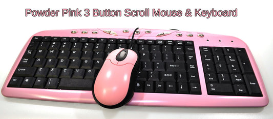 Baby Pink PS2 Multimedia Keyboard &  Scroll Mouse Desktop QWERTY Layout