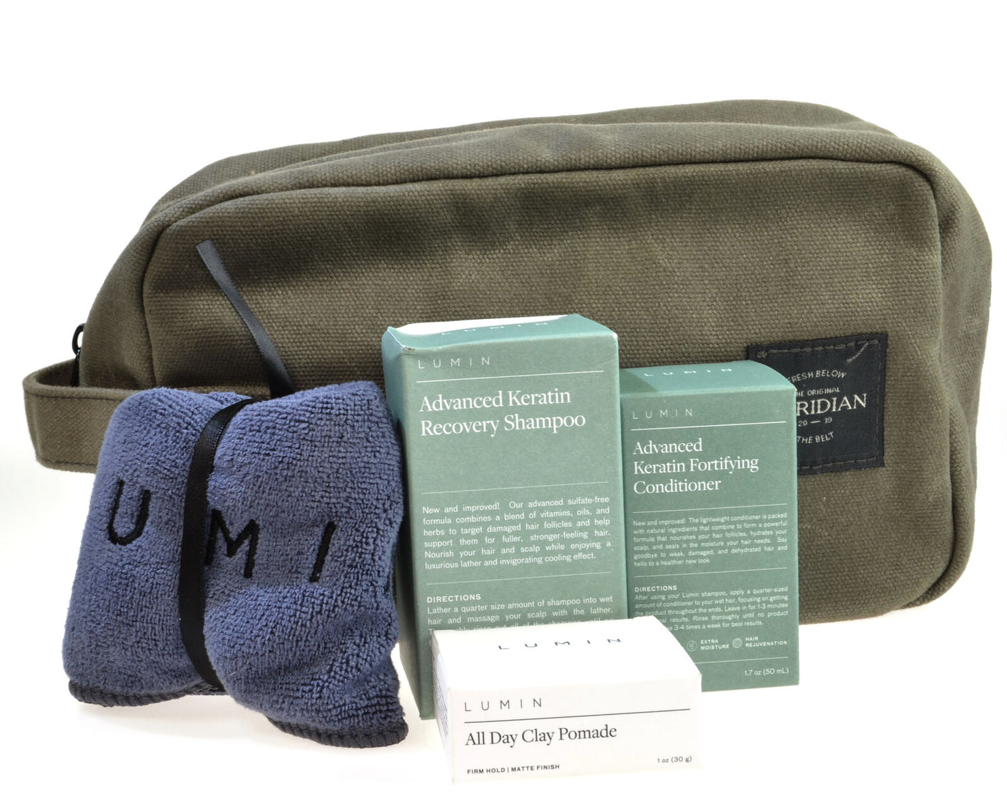 Lumin Hair Care Bundle Shampoo Conditioner Pomade Wash Bag Microfibre Face Cloth