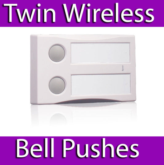 BYRON SX35 TWIN TANDEM WIREFREE PROGRAMMABLE DOOR BELL PUSHES PUSH HOUSE FLATS