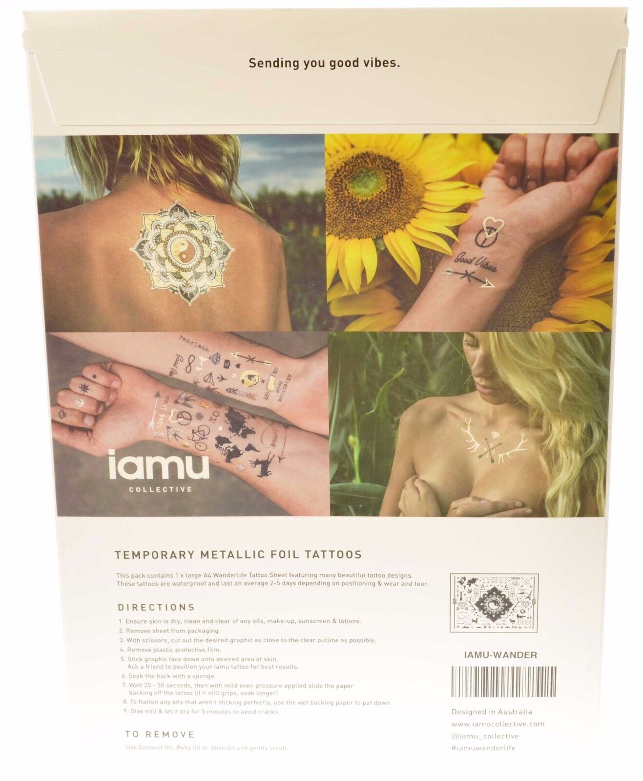 Iamu Collective Temporary Flash Tattoos Metallic Waterproof Mayan Egyptian