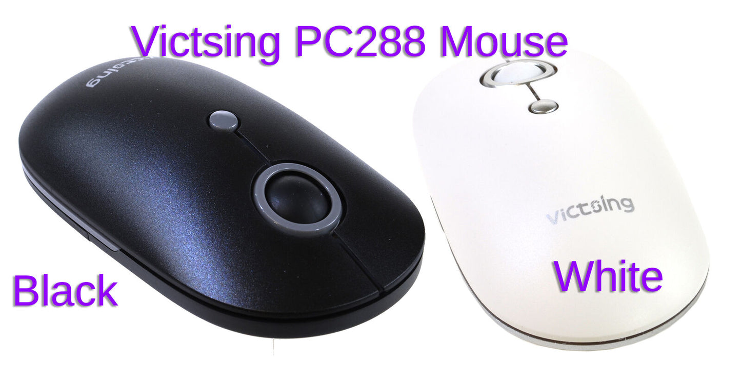 Wireless Mouse 2.4GHz Slim Silent Adjustable DPI Level PC288 White or Black