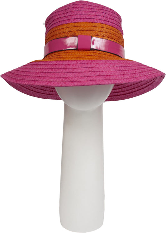 Pia Rossini Malaga Sun Hat Fuchsia and Orange With Contrast Band Summer