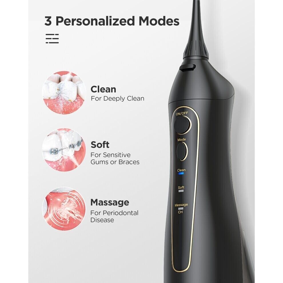 Water Flosser Oral Irrigator Fairywill 5020E Black E11 Sonic Electric Toothbrush