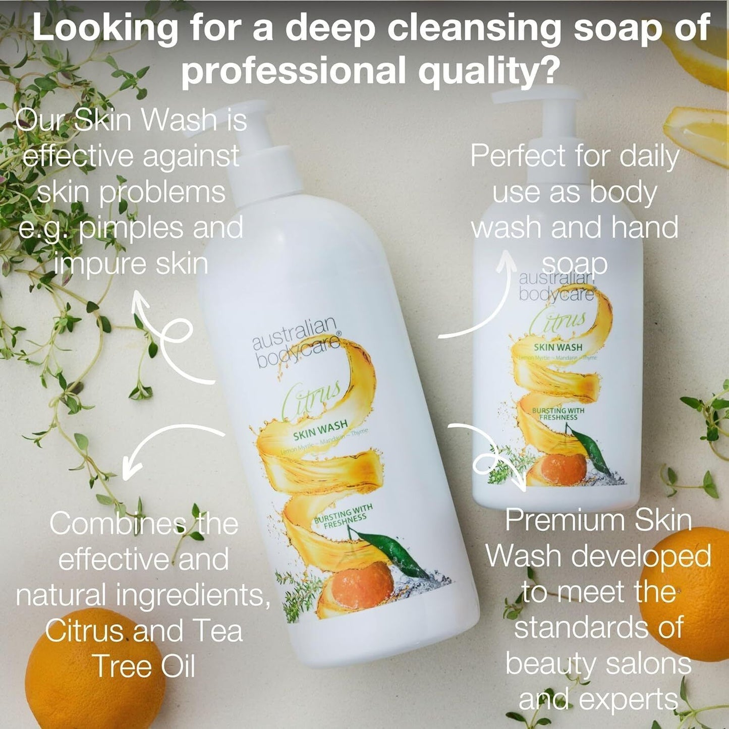 Australian Bodycare Citrus and Eucalyptus Peppermint 1000mls of Each Skin Wash