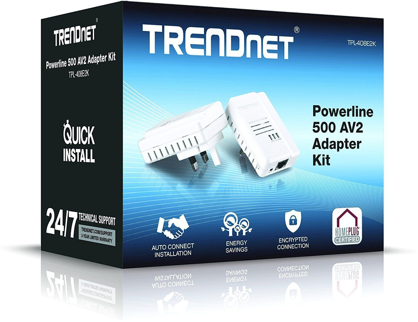 TRENDnet TPL-408E2K 500 MB/s AV2 Powerline Gigabit Ethernet Adapter - Twin Pack