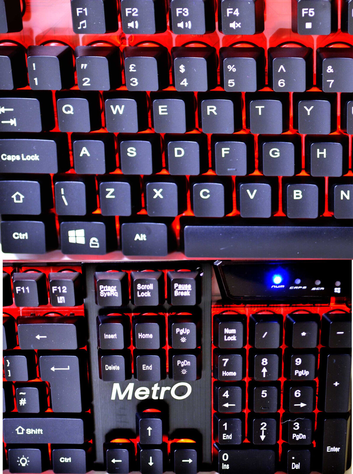 Metro Comet Backlit Wired Gaming Keyboard UK Layout Compact 3 Colour Mechanical