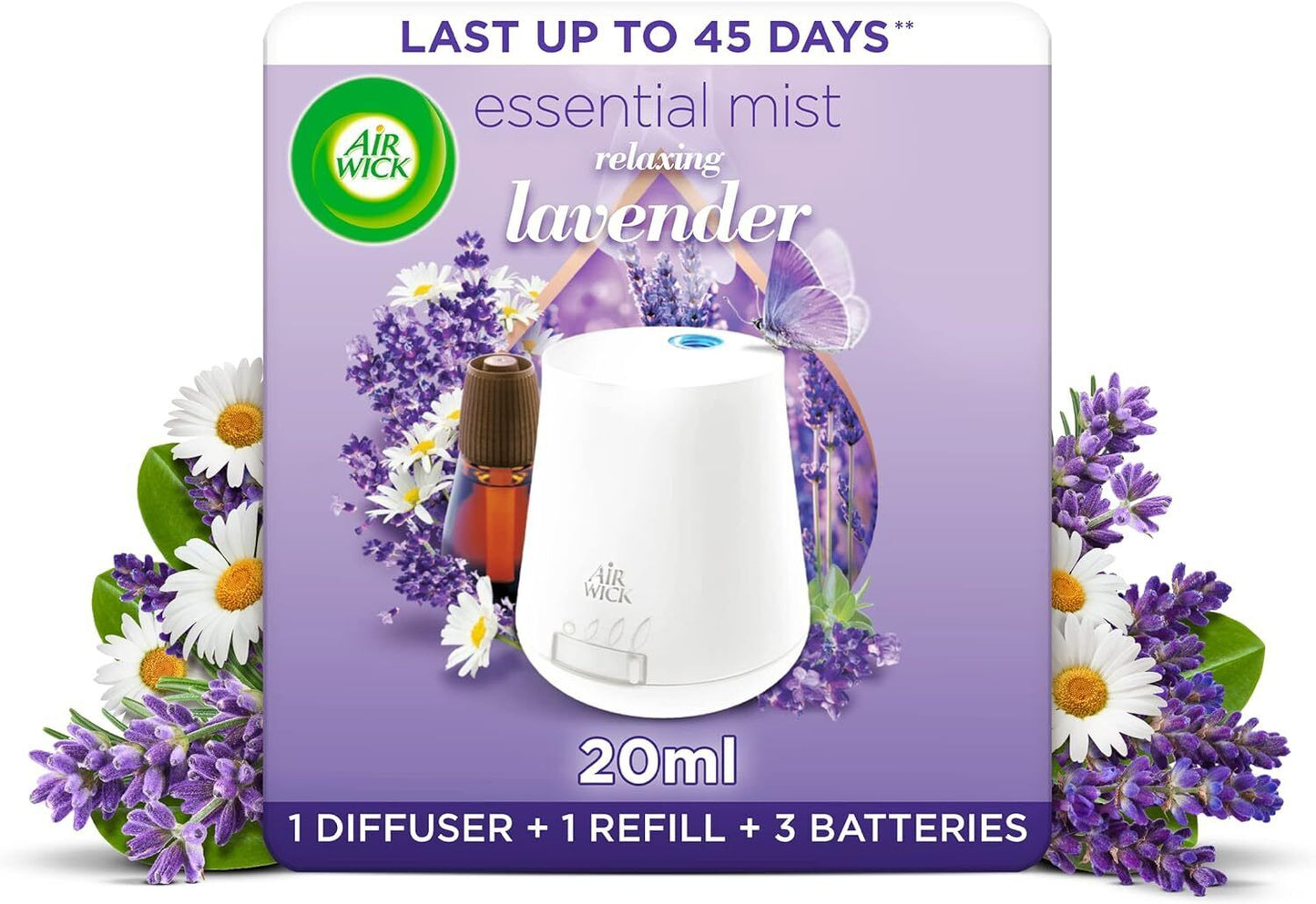 Air Wick Essential Mist Diffuser Refill + Batteries Lavender Morning Meadow