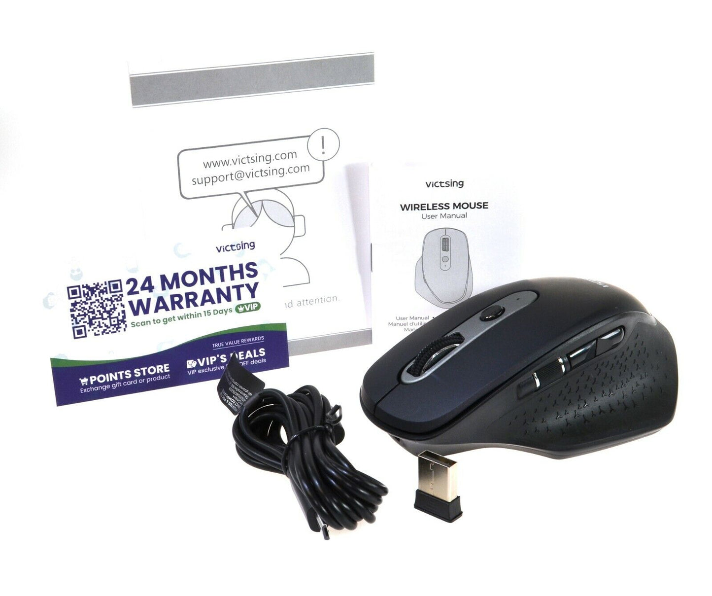 Bluetooth AND 2.4GHz Wireless Mouse Variable DPI Side Scroll Rechargeable