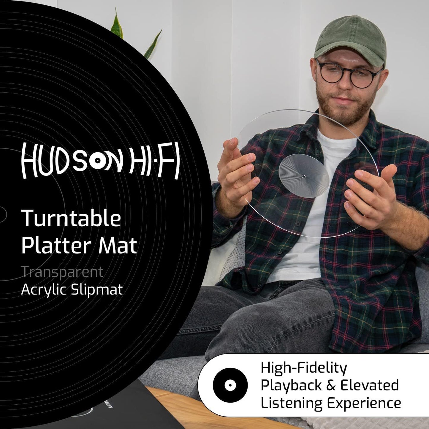 Hudson HiFi Turntable Platter Mat Audiophile Grade Acrylic Slicone Rubber