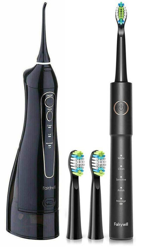 Water Flosser Oral Irrigator Fairywill 5020E Black E11 Sonic Electric Toothbrush