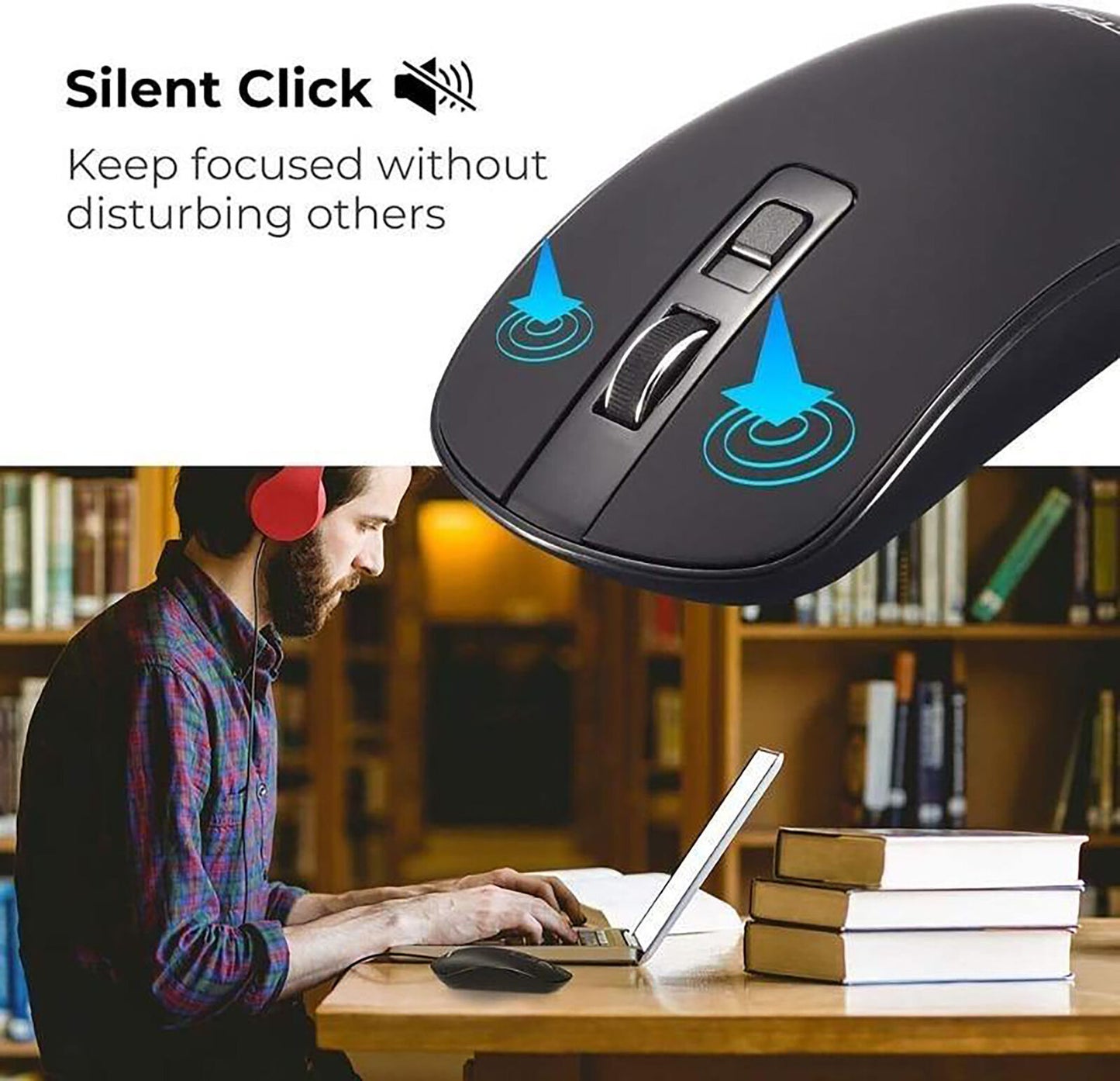 Wireless Mouse 2.4GHz Slim Silent Adjustable DPI Level Noiseless PC079