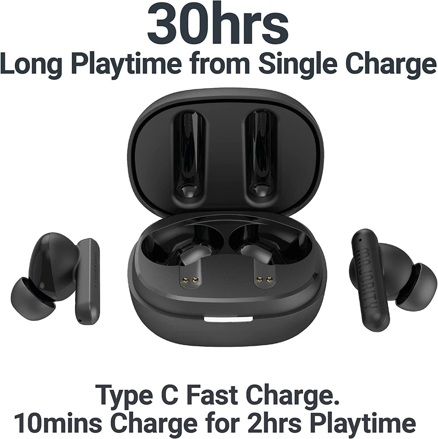 True Wireless Earphones Majority TRU2 3 Tips ANC USB-C 30 Hours 5.2Bluetooth