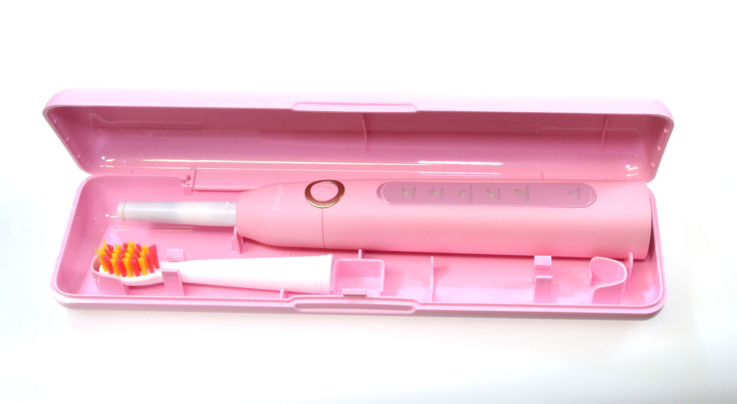 Electric Sonic Toothbrush Fairywill D7 Pink 5 Modes Travel Case  8 Heads