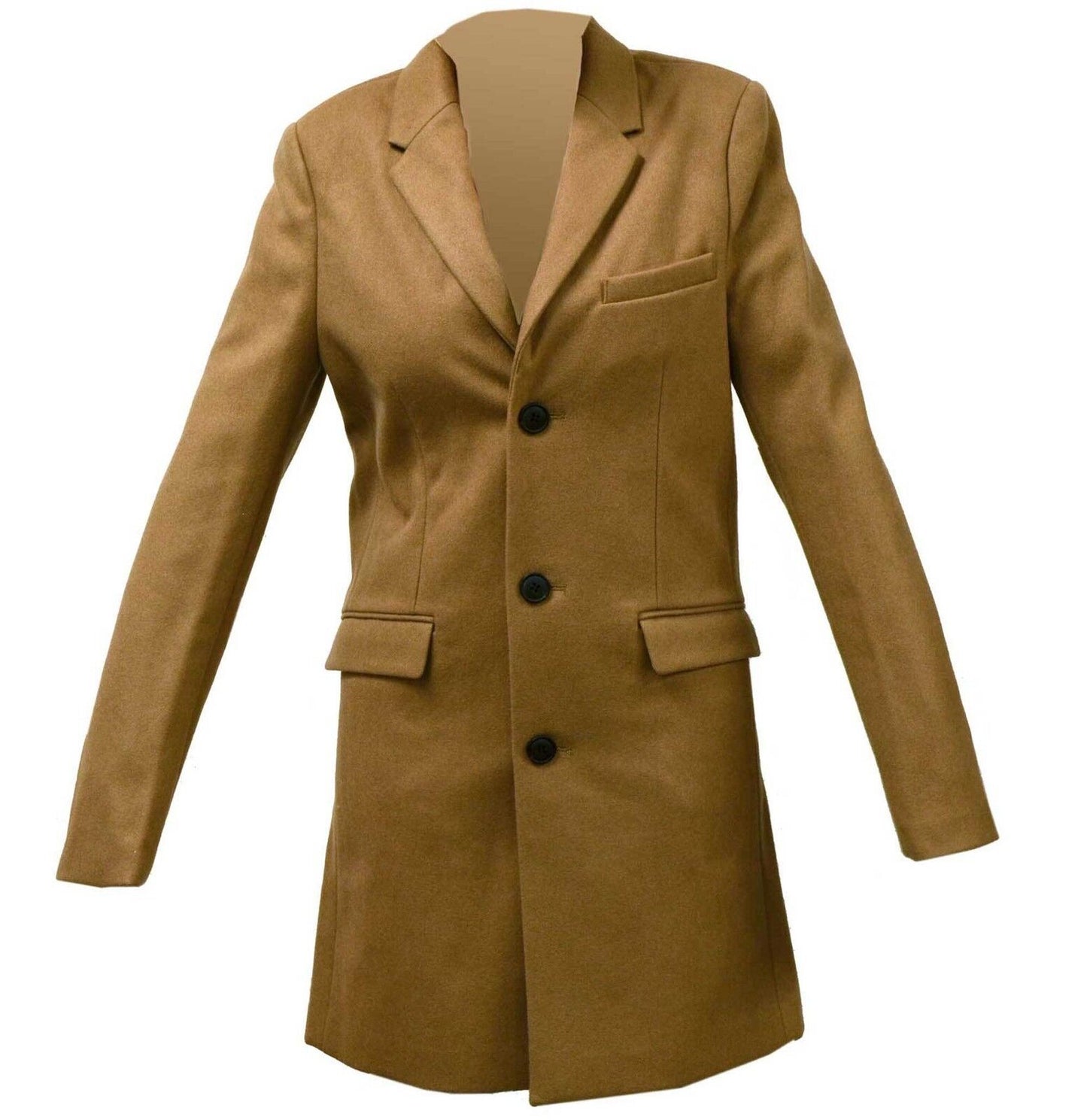 Wool Mix Camel Coat 3/4 Length Winter Warm Burton Tailoring