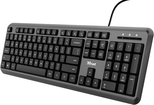 Wired Office Keyboard Silent Keys UK Layout USB 1.8m Cable PC Mac Trust Ody