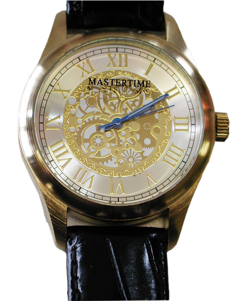 Mens Wristwatch Champagne Dial Blue Hands Roman Numeral  Mastertime